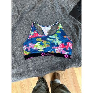 ethika sports bra - colorful camo (maybe 2x?)